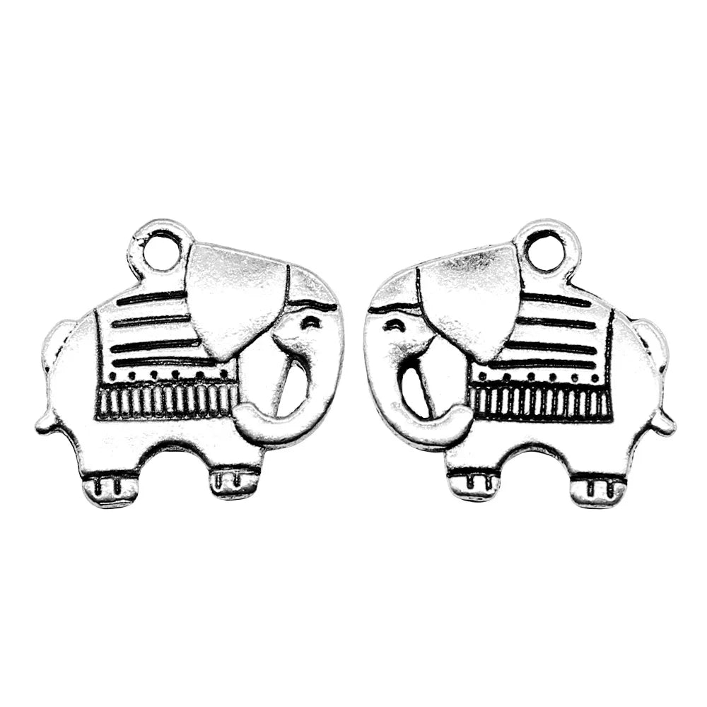 19x20mm 1.9g Antique Silver Zinc Alloy Elephant Charm Pendant for DIY Bracelet and Necklace Jewelry Making