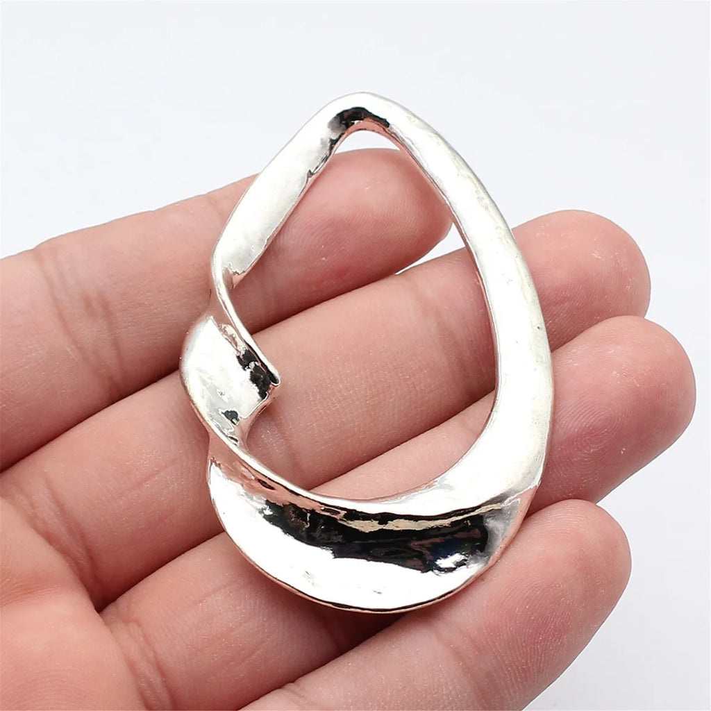 68x43mm 16.7g Multicolor Zinc Alloy Hollow Twisted Teardrop Large Charm Pendant for DIY Jewelry