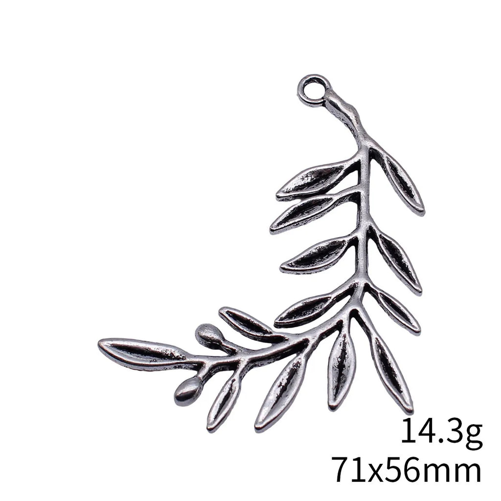 71x56mm 14.3g Antique Silver Zinc Alloy Olive Branch Charm Pendant for DIY Necklace Jewelry Making
