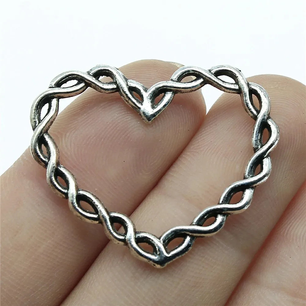 33x28mm 2.6g Multicolor Zinc Alloy Twisted Heart Connector Charm for DIY Bracelet Necklace Making
