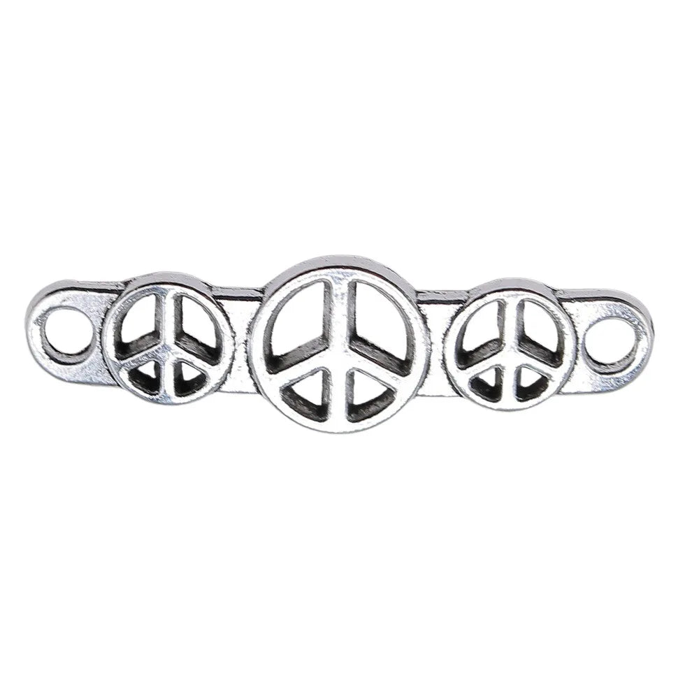 11x39mm 1.9g Antique Silver Zinc Alloy Peace Sign Connector Charm for Bracelet Jewelry Making
