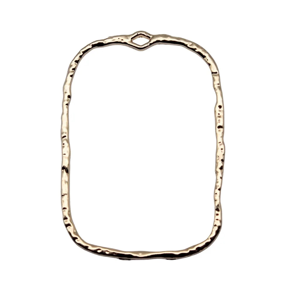 32x46mm 2g Electrophoretic KC Gold Zinc Alloy Rectangle Charm Pendant for DIY Necklace Jewelry