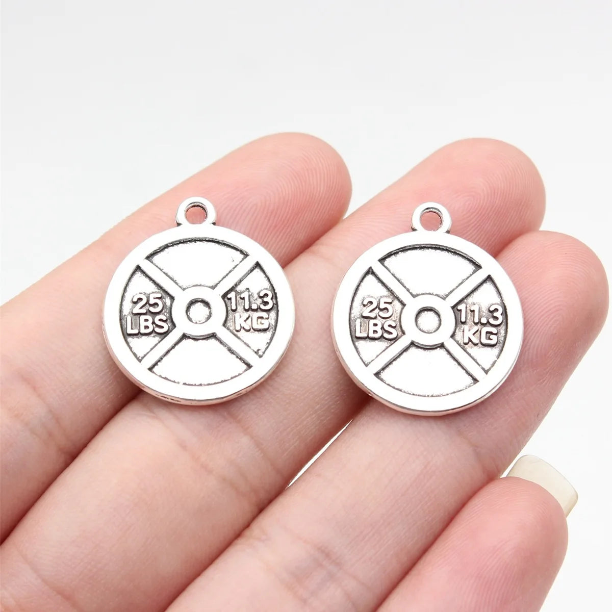 23x20mm 1.6g Multicolor Zinc Alloy Weight Plate Charm Pendant for Fitness Jewelry Making
