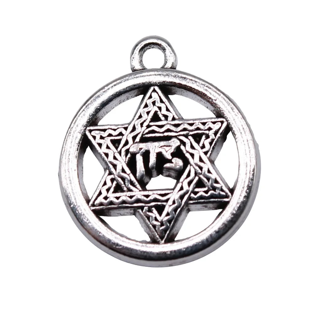 22x19mm 2.8g Antique Silver Zinc Alloy Hexagram Star Charm Pendant for DIY Necklace Jewelry