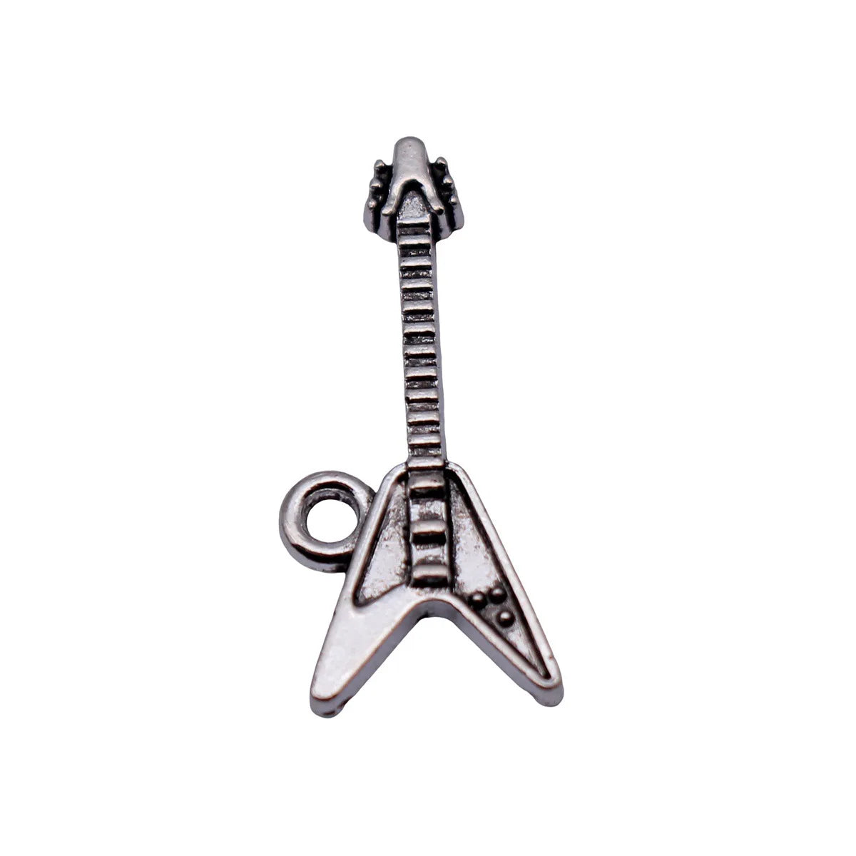 25x10x5.8mm 0.96g Antique Silver Zinc Alloy Guitar Charm Pendant for DIY Necklace Bracelet Keychain