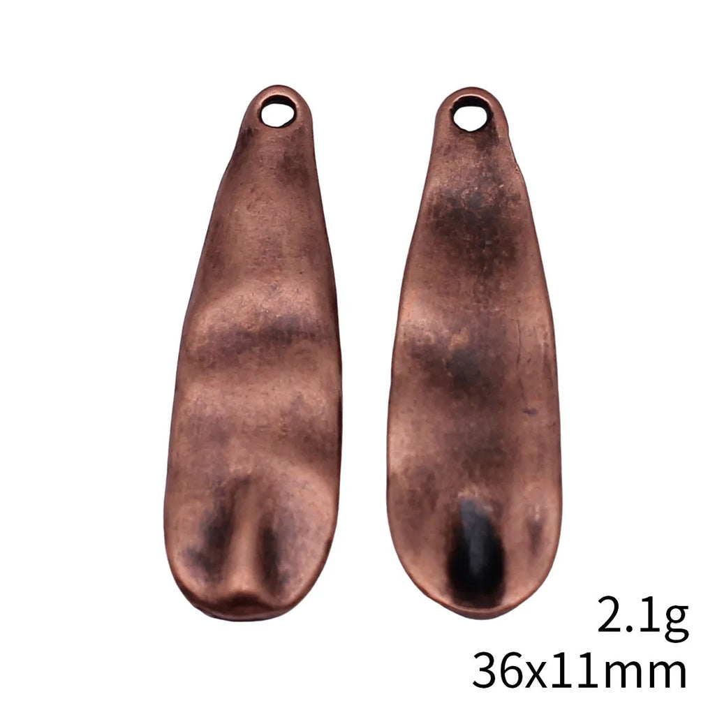 36x11mm 2.1g Multicolor Zinc Alloy Hammered Teardrop Charm Pendant for DIY Necklace Jewelry Making