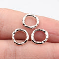 11x11mm 0.37g Antique Silver Zinc Alloy Hammered Round Ring Connector Charm for DIY Bracelet Jewelry
