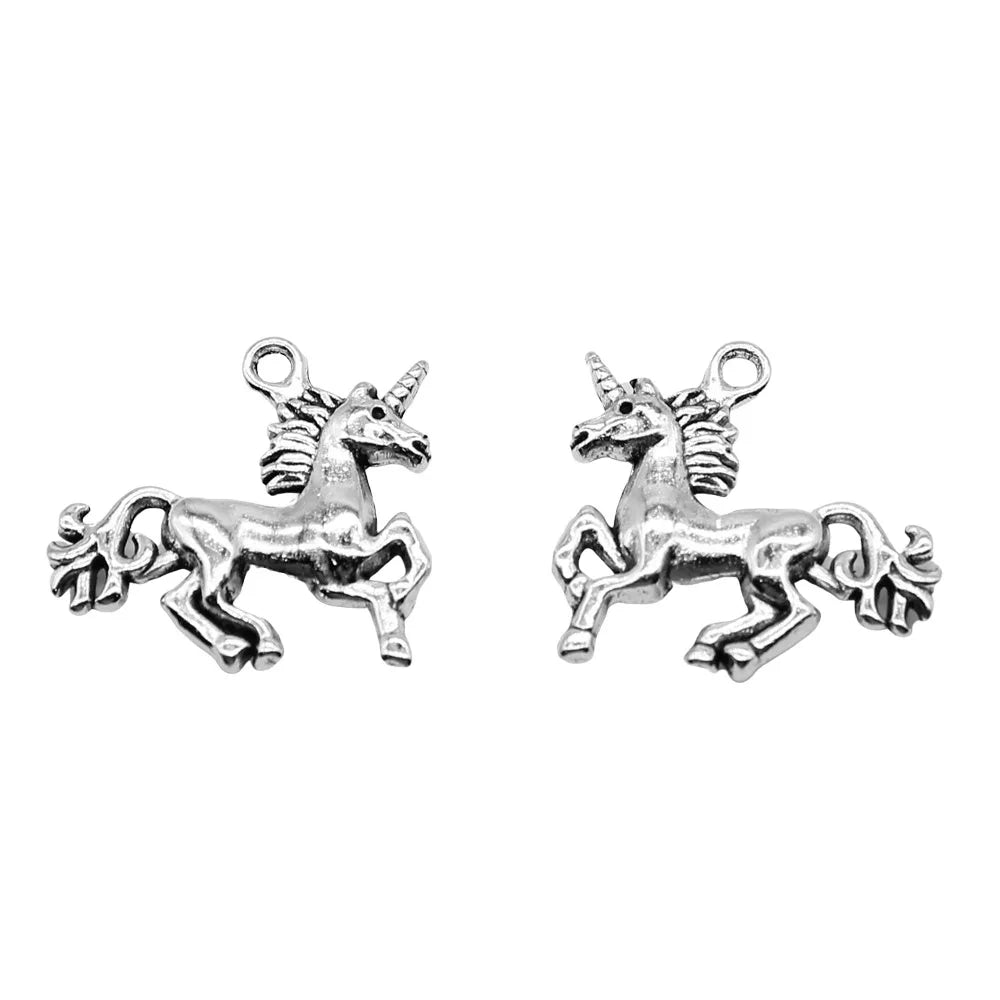 22x23mm 3.1g Antique Silver Zinc Alloy Unicorn Charm Pendant for DIY Necklace Bracelet Jewelry Making