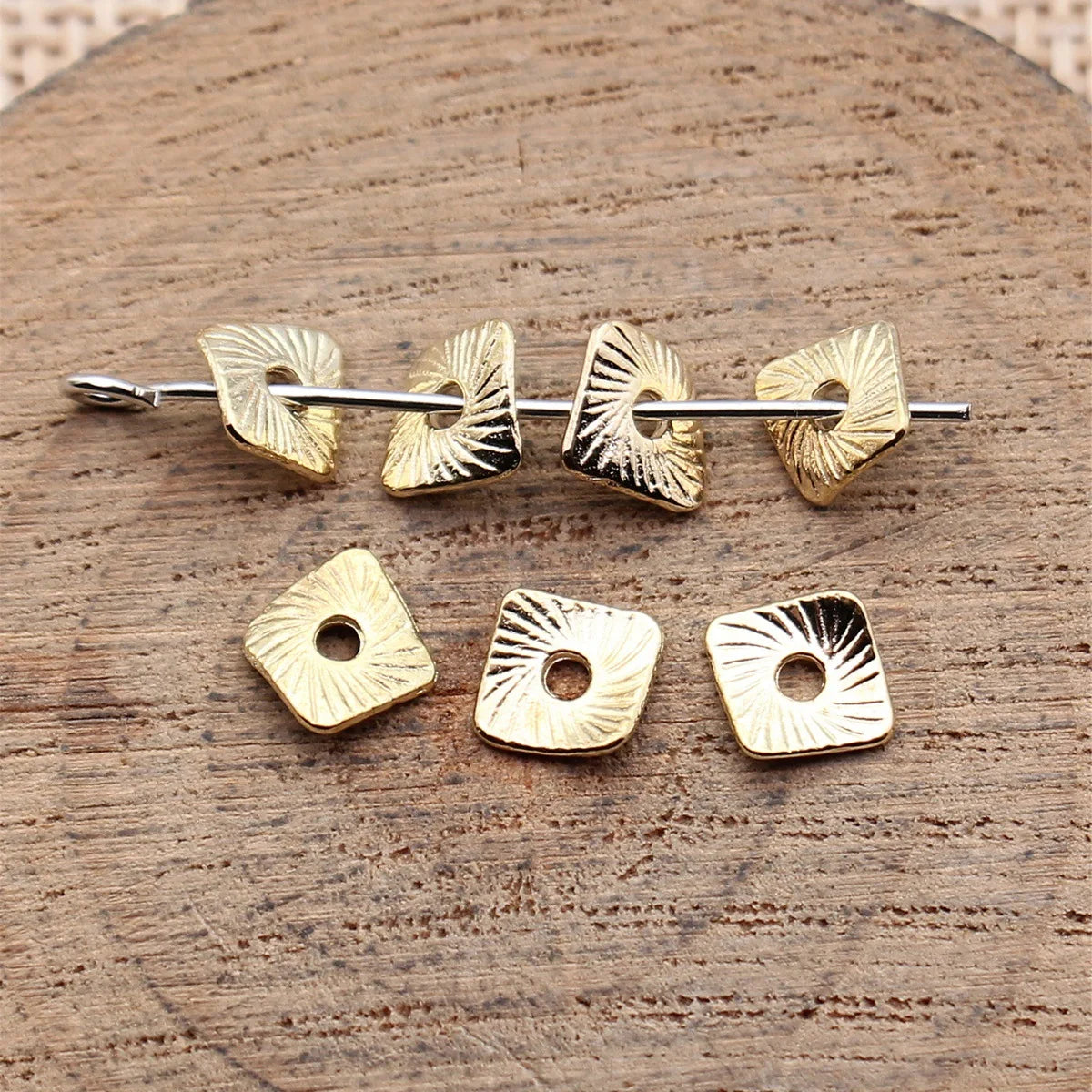 7.7x7mm 0.15g Multicolor Zinc Alloy Twisted Textured Square Spacer Beads for DIY Bracelet Jewelry Making