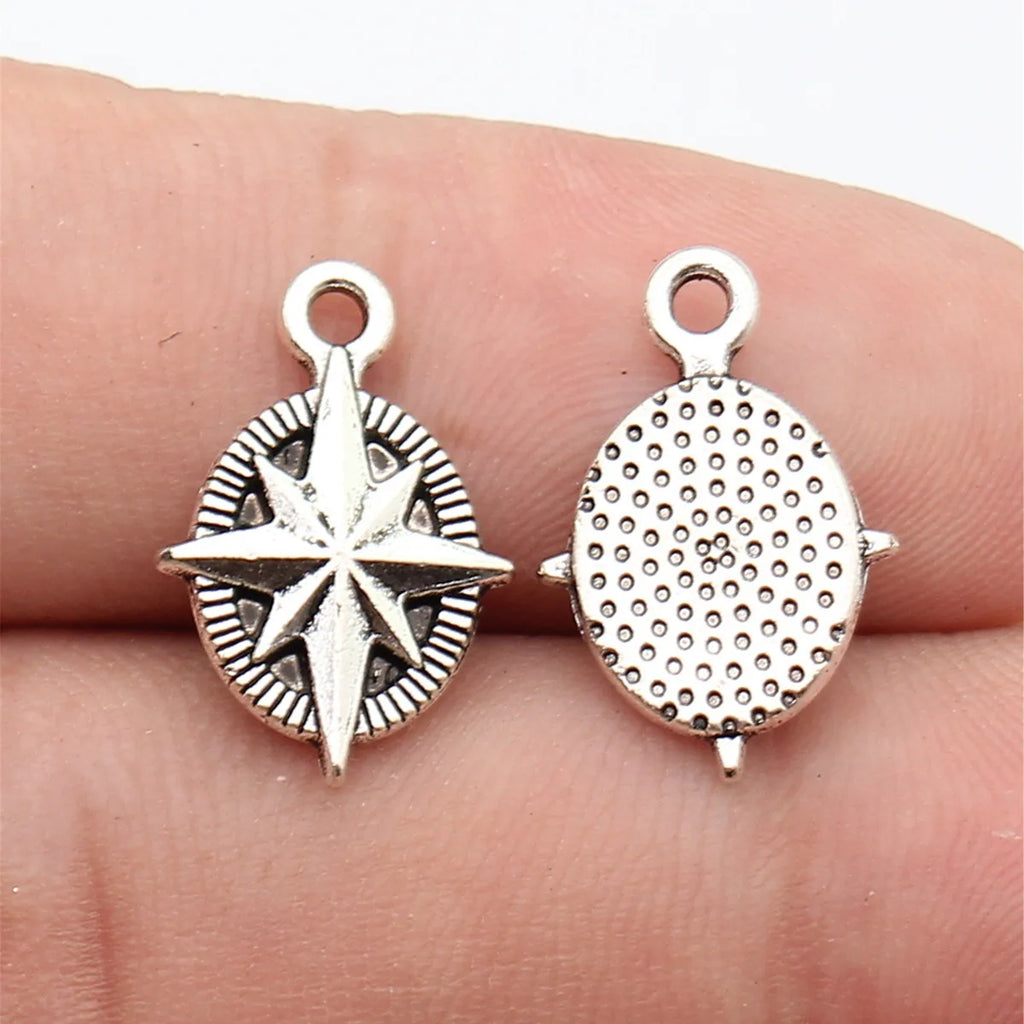 18x12mm 1.1g Antique Silver Zinc Alloy Starburst Tag Charm Pendant for DIY Necklace Jewelry Making