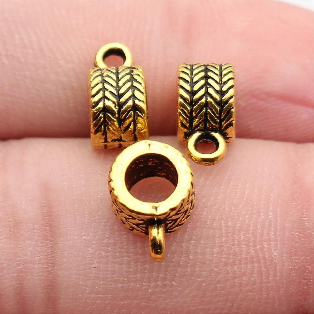 11x7.8x5.6mm 1g Antique Gold Zinc Alloy Carved Pattern Three-Way Pendant Bail Connector for DIY Jewelry