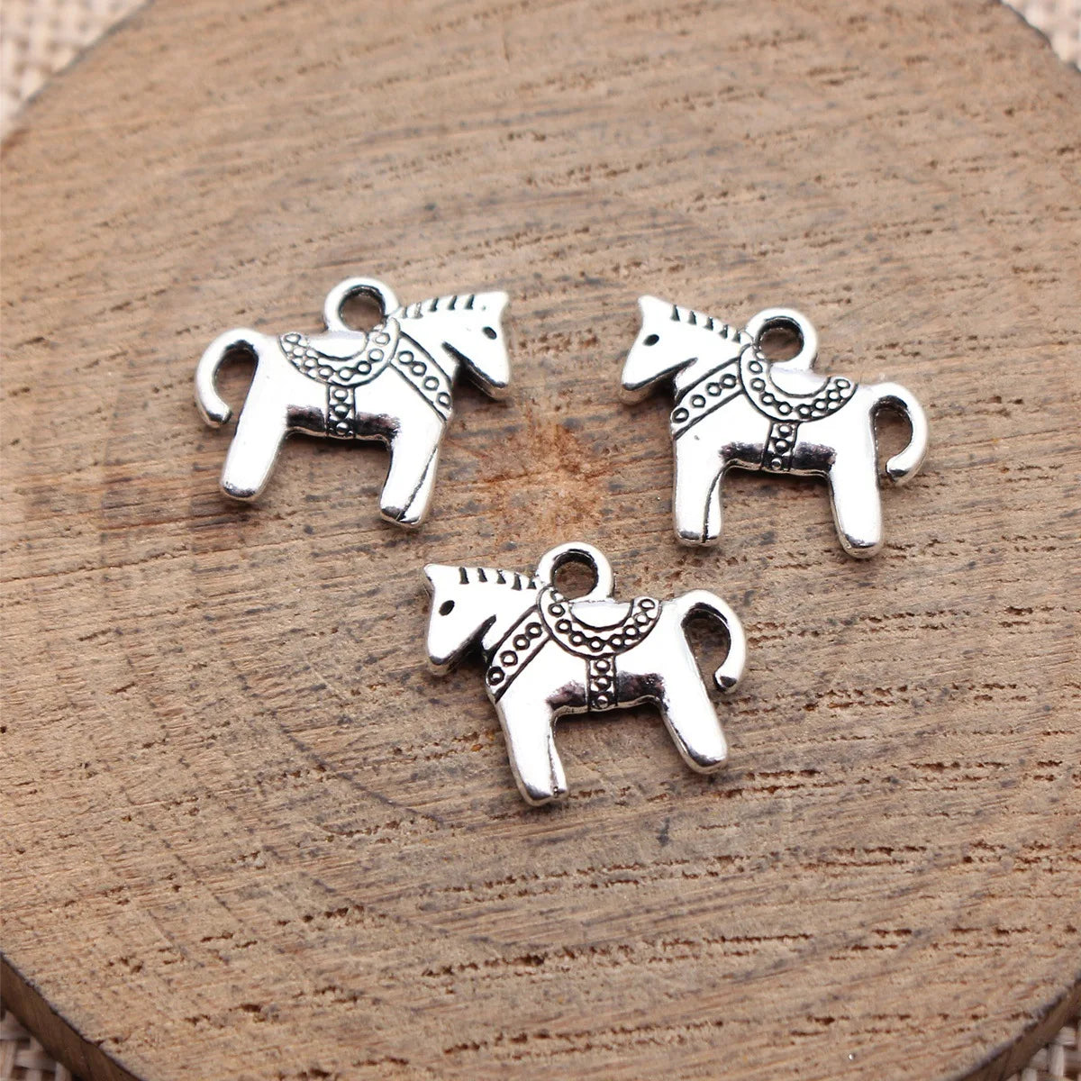 14x12mm 0.88g Antique Silver Zinc Alloy Double-Sided Pony Charm Pendant for DIY Necklace Bracelet Making