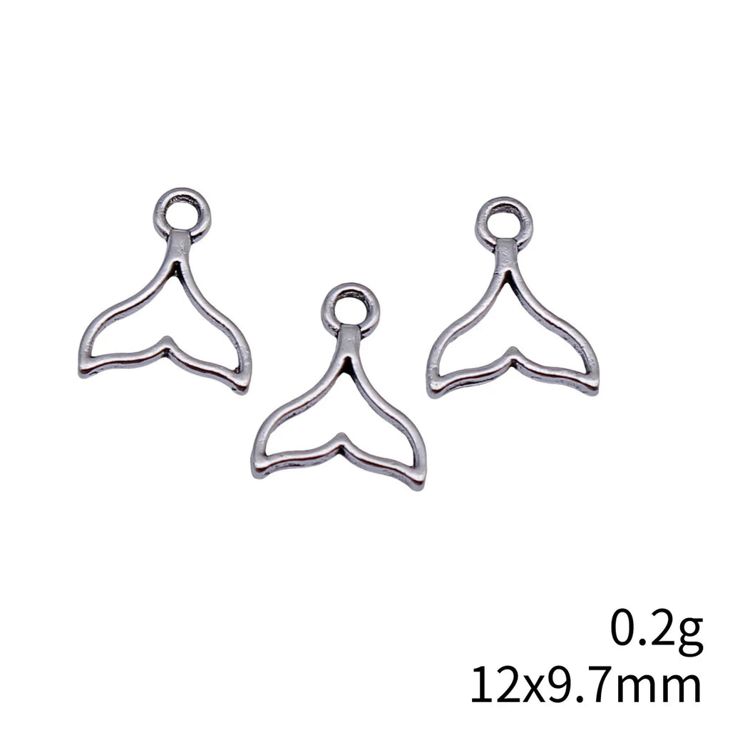 12x9.7mm 0.2g Multicolor Zinc Alloy Hollow Whale Tail Charm Pendant for DIY Necklace and Bracelet Making