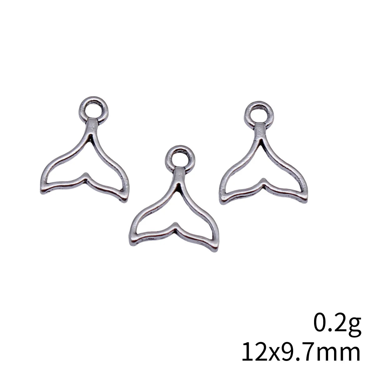 12x9.7mm 0.2g Multicolor Zinc Alloy Hollow Whale Tail Charm Pendant for DIY Necklace and Bracelet Making