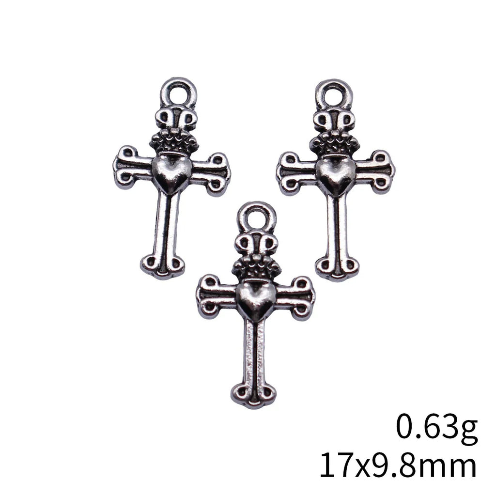 17x9.8mm 0.63g Multicolor Zinc Alloy Heart Cross Charm Pendant for DIY Necklace Bracelet Making