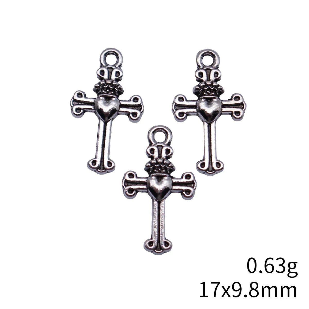 17x9.8mm 0.63g Multicolor Zinc Alloy Heart Cross Charm Pendant for DIY Necklace Bracelet Making