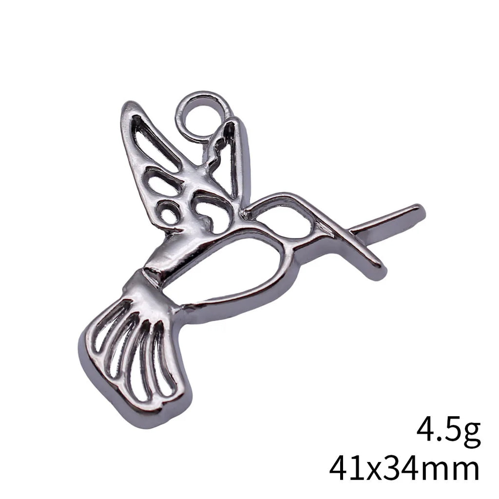 41x34mm 4.5g Silver Tone Zinc Alloy Hollow Hummingbird Bird Charm Pendant for DIY Jewelry Making