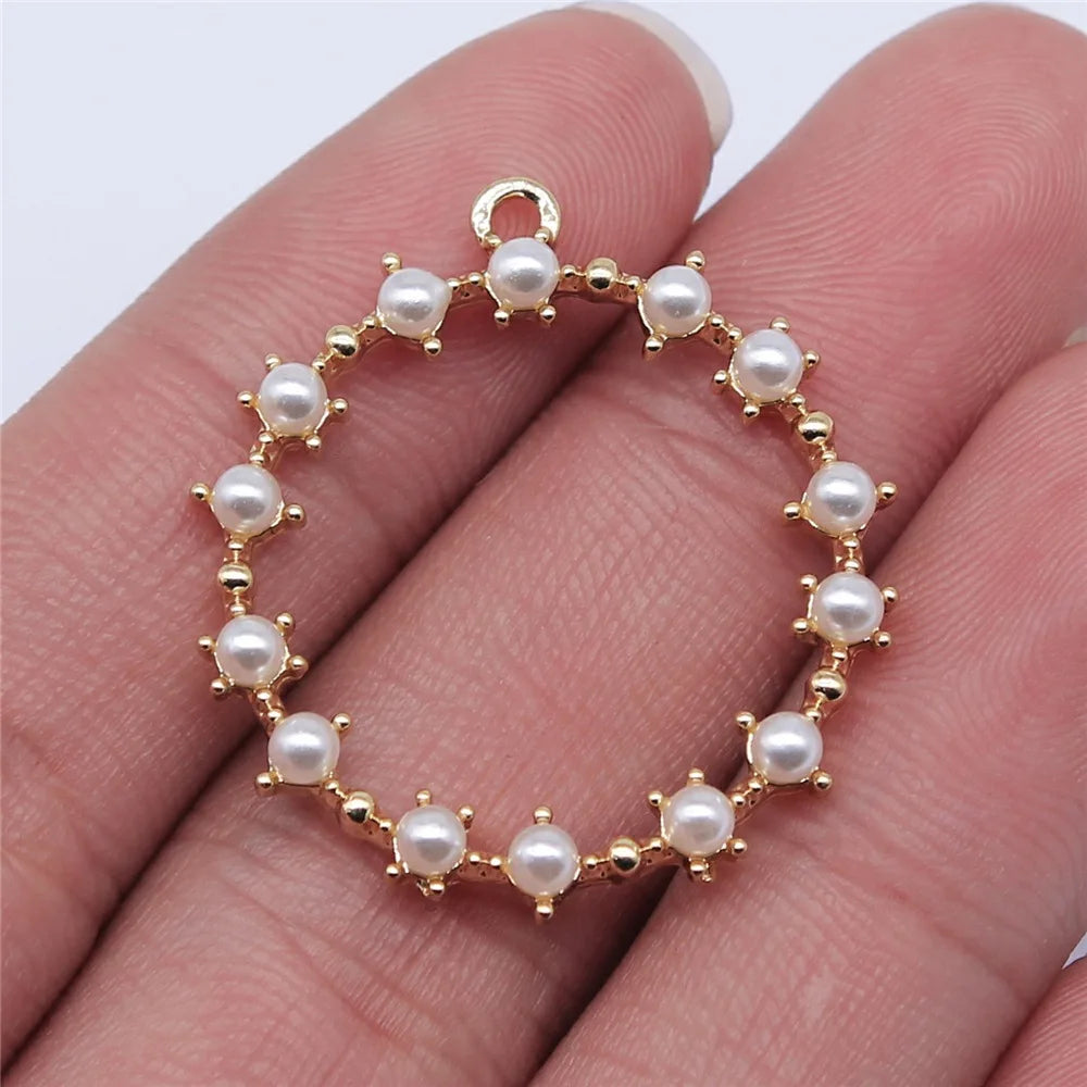 30x32mm 2.8g KC Gold Zinc Alloy Round Ring Charm Pendant for DIY Necklace Earrings Jewelry