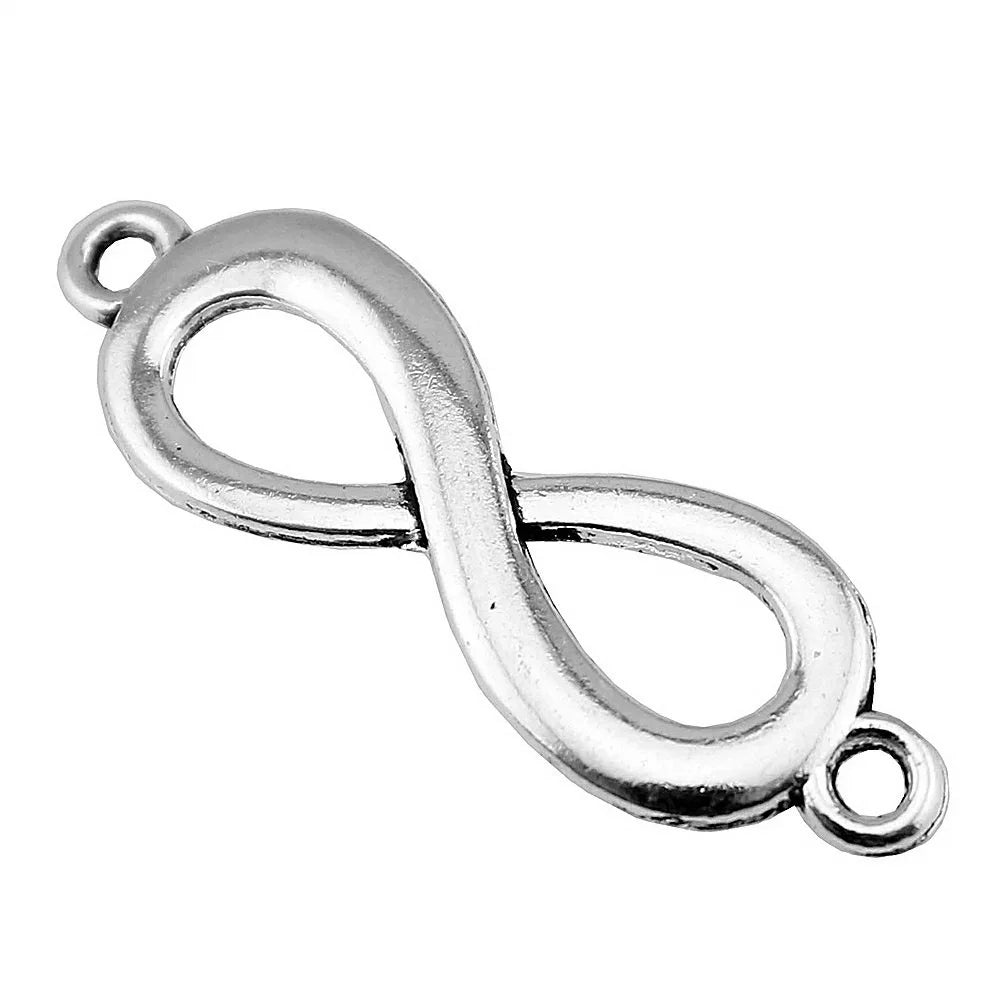 40x12mm 2.6g Antique Silver Zinc Alloy Infinity Symbol Connector Charm for DIY Bracelet Jewelry