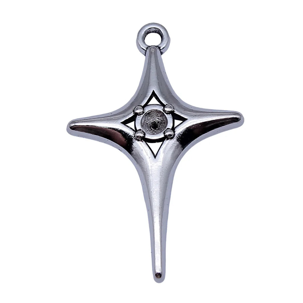 31x20mm 1.3g Antique Silver Zinc Alloy Four Point Starburst Charm Pendant for DIY Jewelry Making