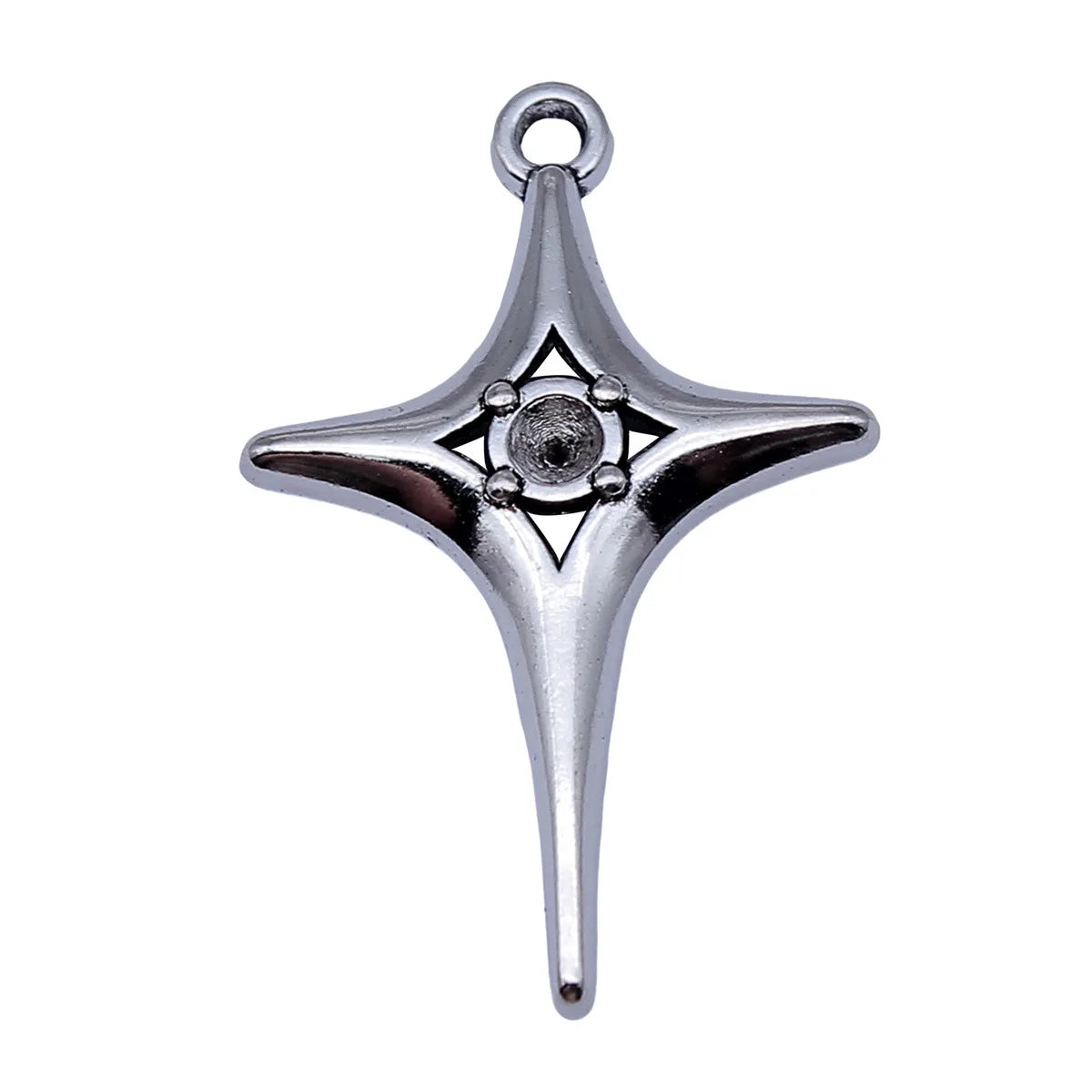31x20mm 1.3g Antique Silver Zinc Alloy Four Point Starburst Charm Pendant for DIY Jewelry Making