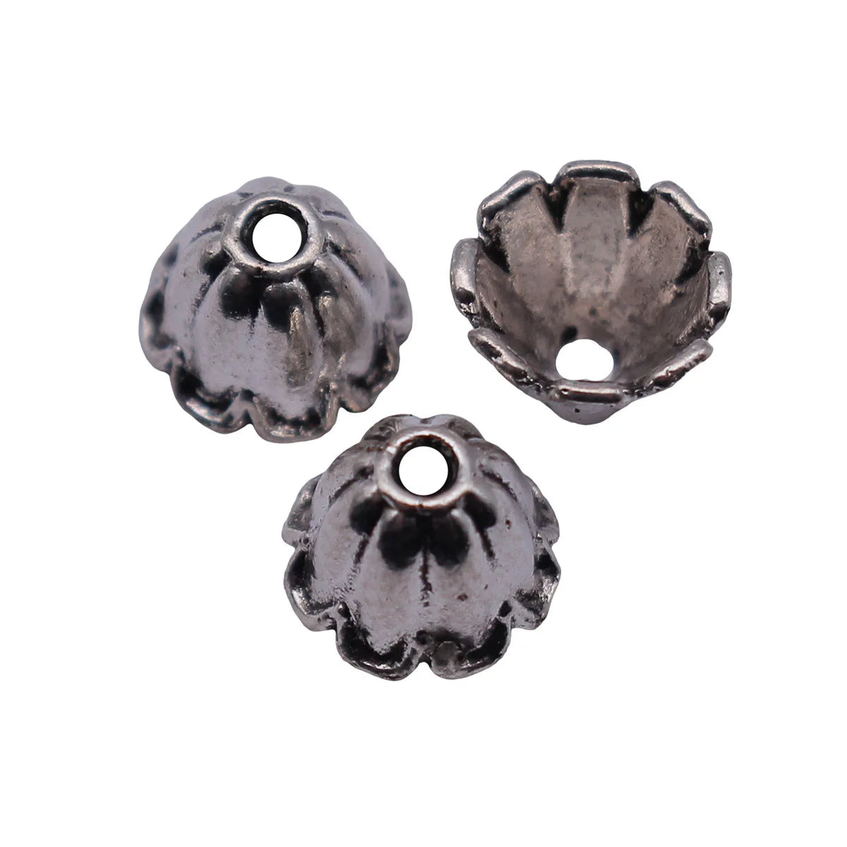 7x7x5.9mm 0.27g Antique Silver Tone Zinc Alloy Flower Bead Caps for DIY Bracelet and Earring Making