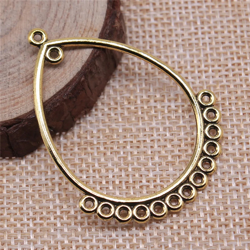 47x35mm 2.2g Multicolor Zinc Alloy Teardrop Earring Connector Charm for DIY Earrings Jewelry