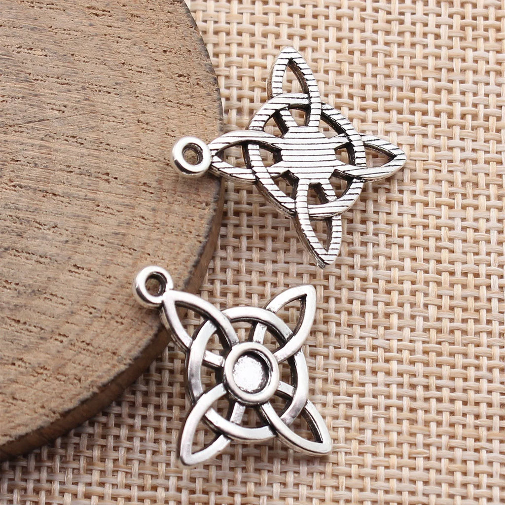 28x25mm 2.2g Antique Silver Zinc Alloy Hollow Cross Star Celtic Knot Charm Pendant for DIY Necklace Making