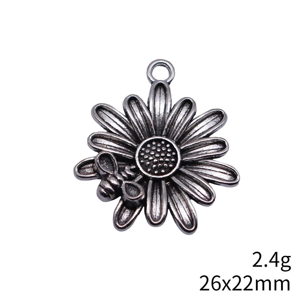 26x22mm 2.4g Multicolor Zinc Alloy Bee Daisy Charm Pendant for DIY Necklace Bracelet Jewelry Making