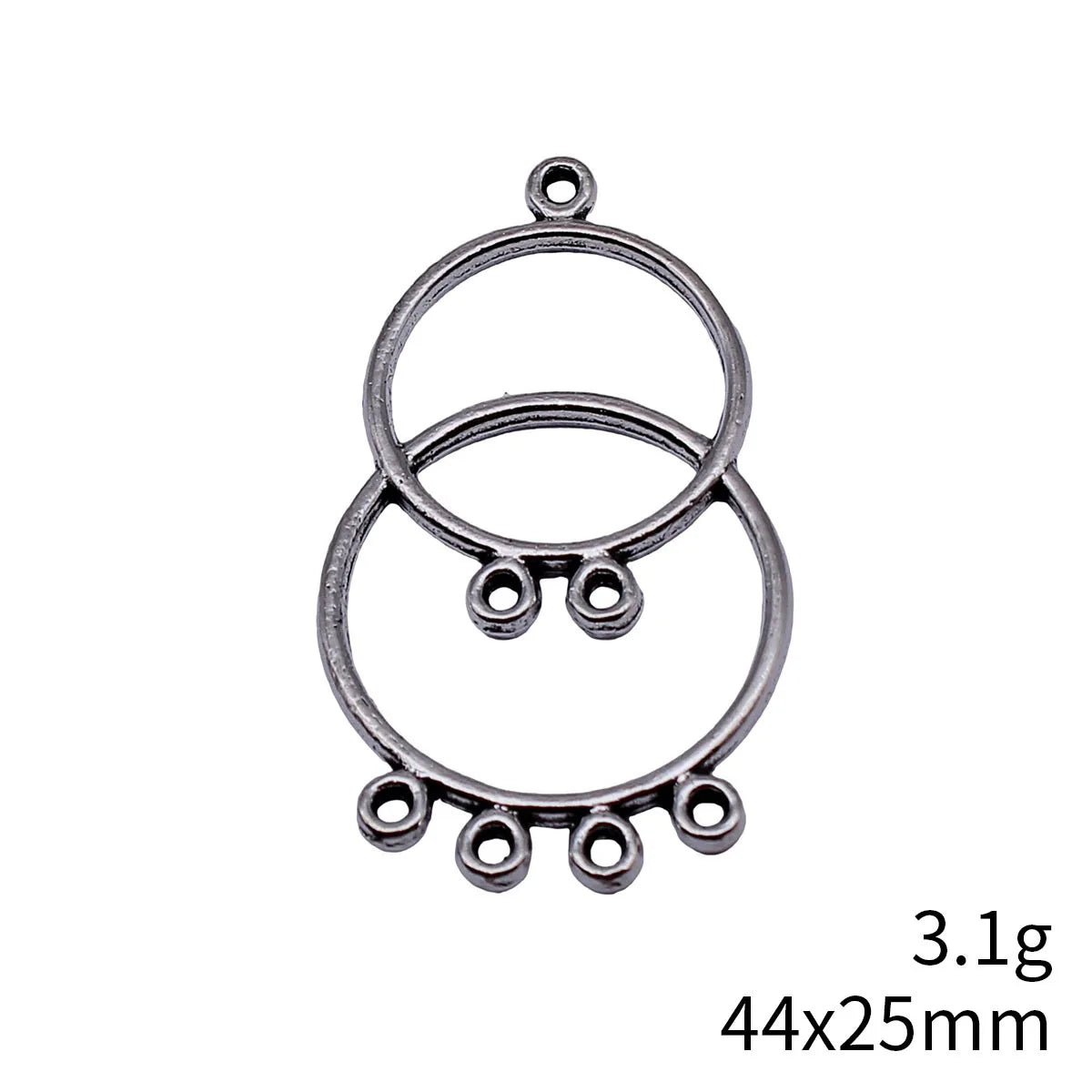 44x25mm 3.1g Antique Silver Zinc Alloy Layered Openwork Circle Ring Hollow Earring Connector Charm for DIY Earrings