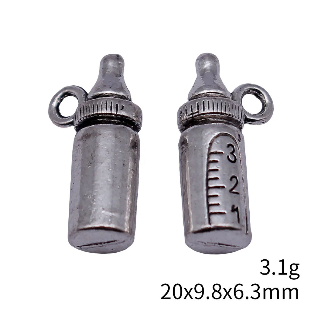 20x9.8x6.3mm 3.1g Antique Silver Zinc Alloy 3D Baby Bottle Charm Pendant for Bracelet Necklace Making