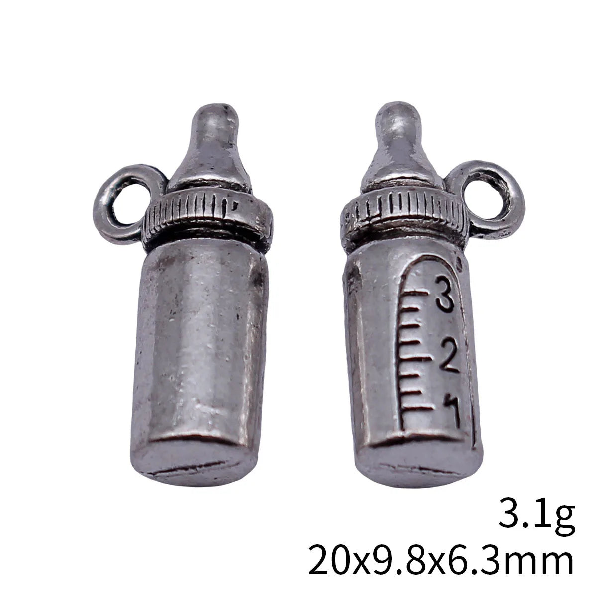 20x9.8x6.3mm 3.1g Antique Silver Zinc Alloy 3D Baby Bottle Charm Pendant for Bracelet Necklace Making