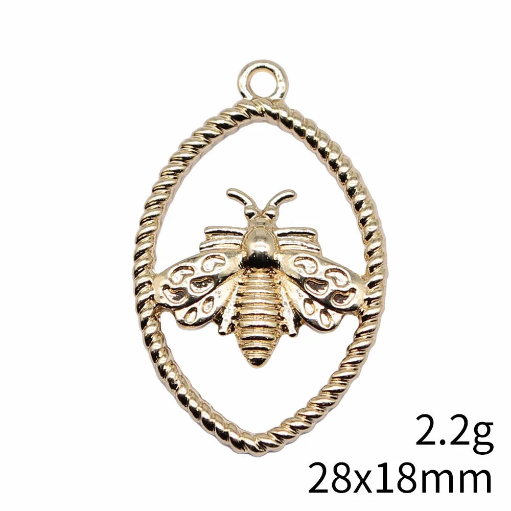 28x18mm 2.2g KC Gold Zinc Alloy Bee Charm Pendant for DIY Necklace Bracelet Jewelry Making