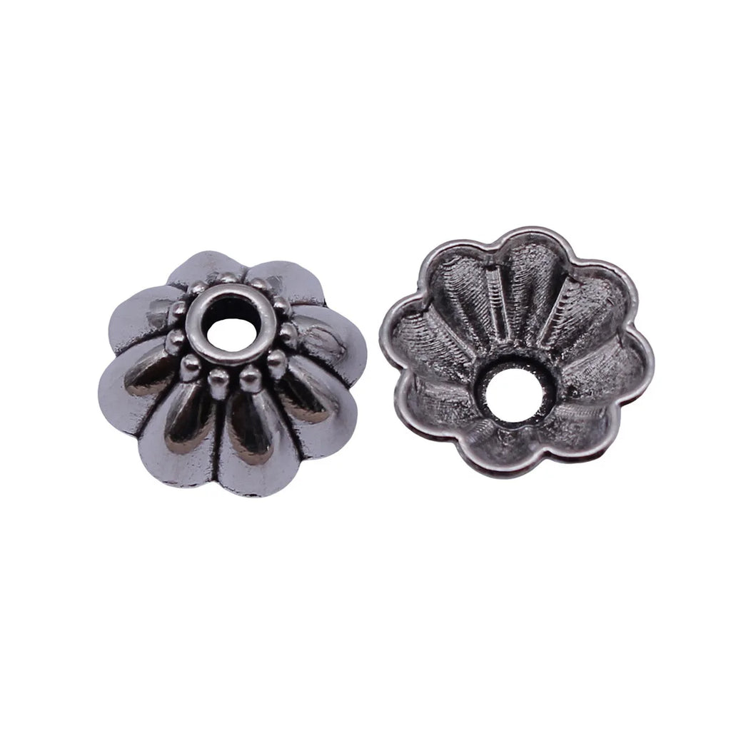 16x16x7.9mm 1.7g Antique Silver Zinc Alloy Flower Bead Cap Spacer Findings for DIY Jewelry Making
