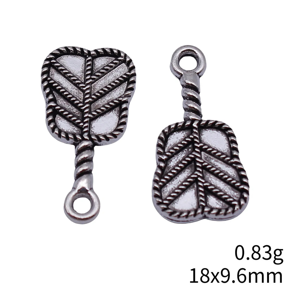18x9.6mm 0.83g Antique Silver Zinc Alloy Palm Fan Charm Pendant for DIY Necklace Bracelet Making