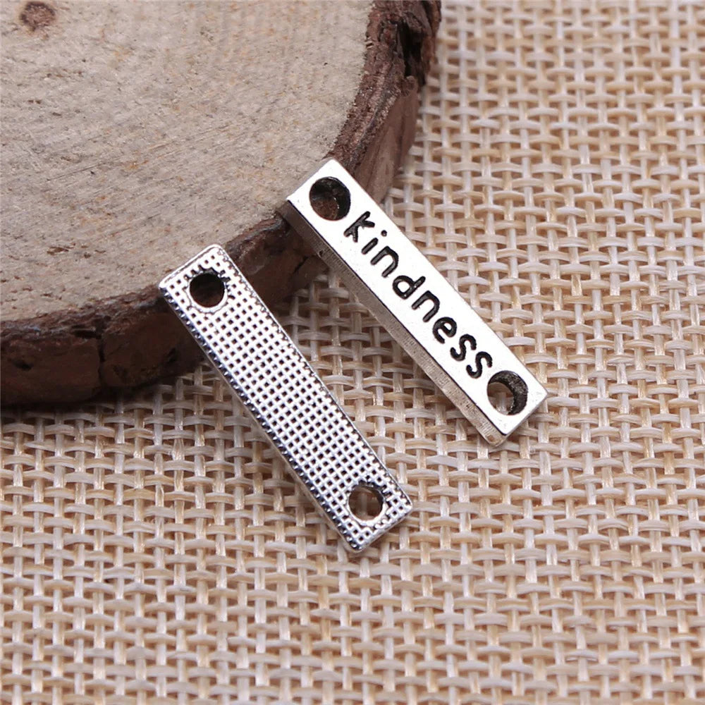 23x6mm 1.1g Multicolor Zinc Alloy Kindness Word Connector Charm for DIY Bracelet Jewelry Making