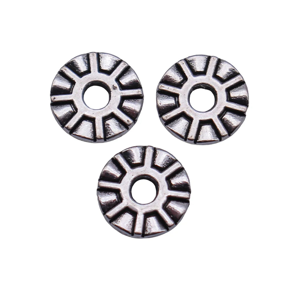 8.6x8.6x1.5mm 0.45g Antique Silver Zinc Alloy Gear Texture Spacer Beads for DIY Bracelet Jewelry Making