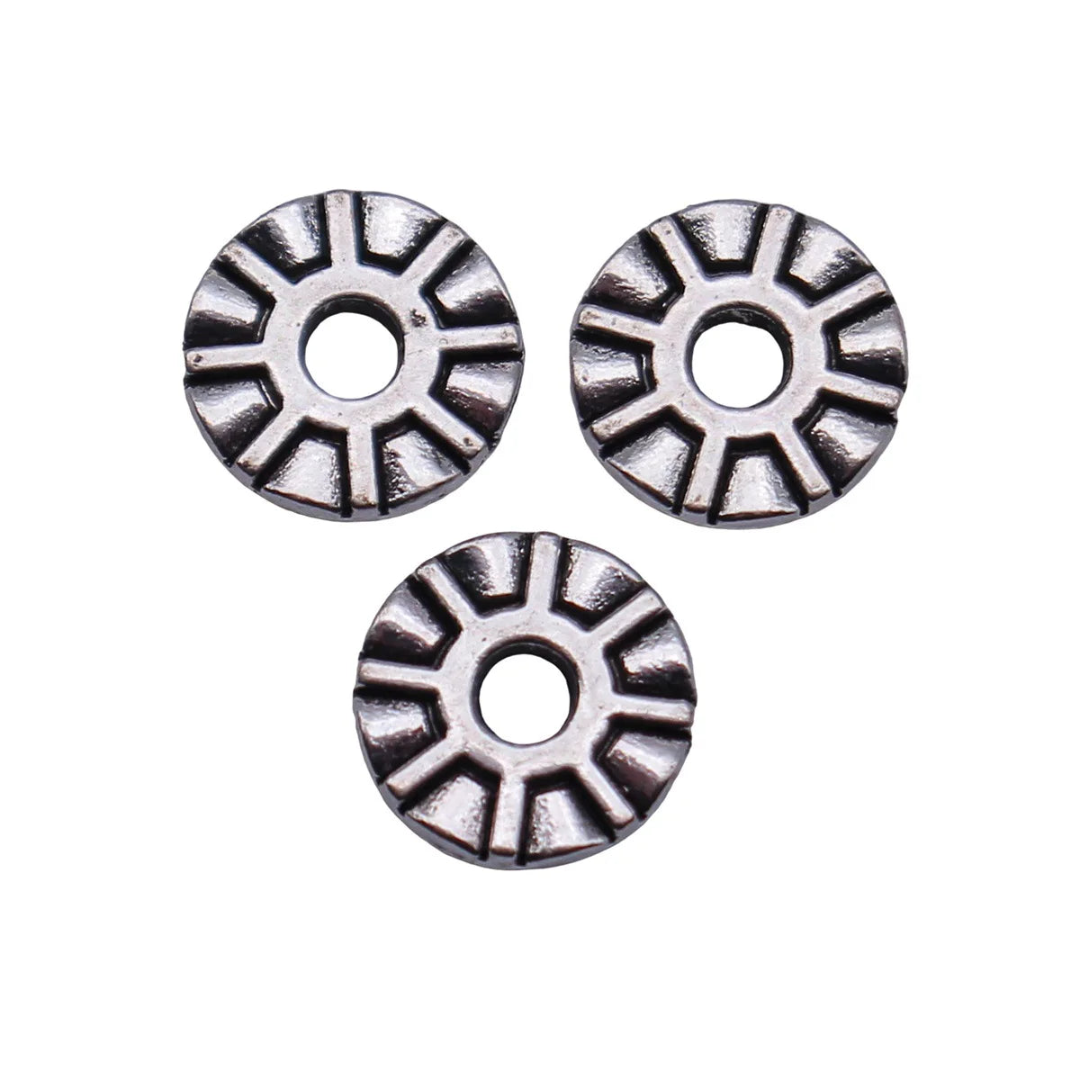 8.6x8.6x1.5mm 0.45g Antique Silver Zinc Alloy Gear Texture Spacer Beads for DIY Bracelet Jewelry Making