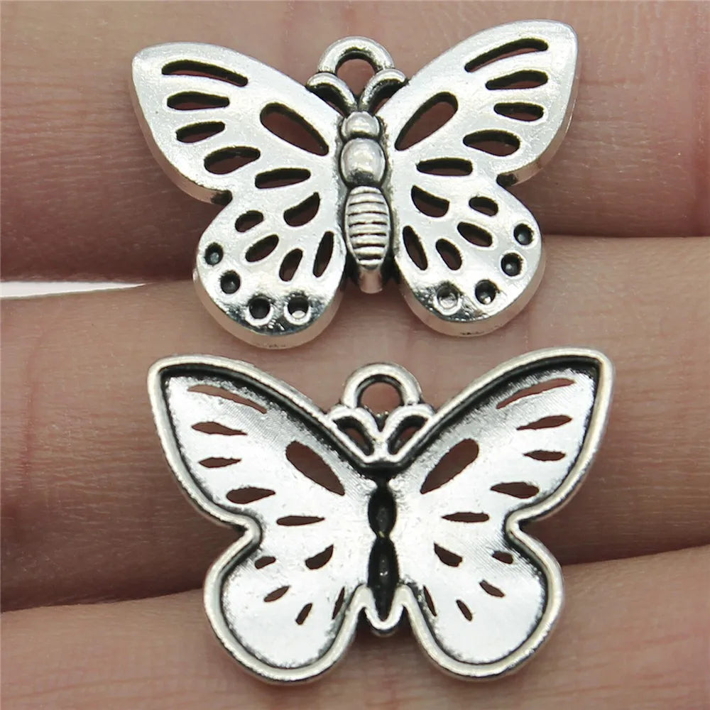 25x18mm 2.7g Antique Silver Zinc Alloy Butterfly Charm Pendant for DIY Necklace Bracelet Making