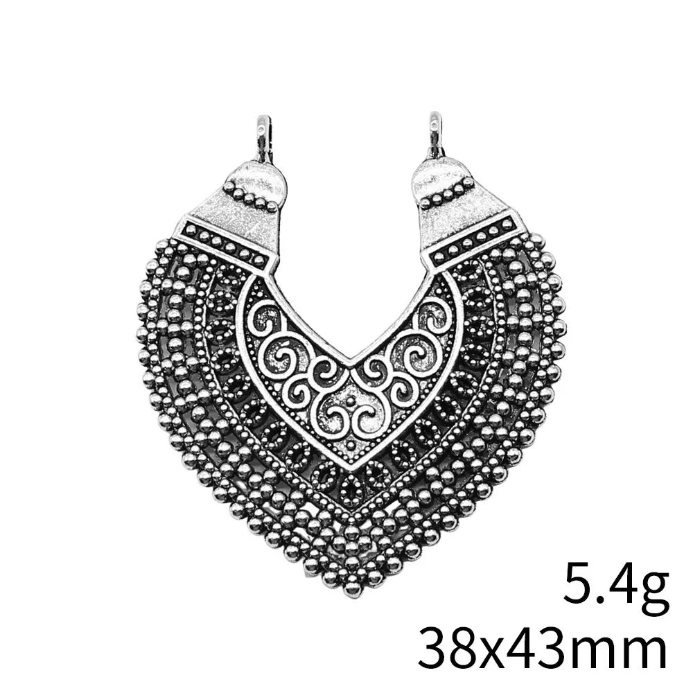 38x43mm 5.4g Antique Silver Zinc Alloy Geometric Earring Connector Charm Pendant for DIY Earrings