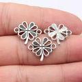 17x15mm 0.8g Antique Silver Zinc Alloy Four Leaf Clover Connector Charm for DIY Bracelet Jewelry