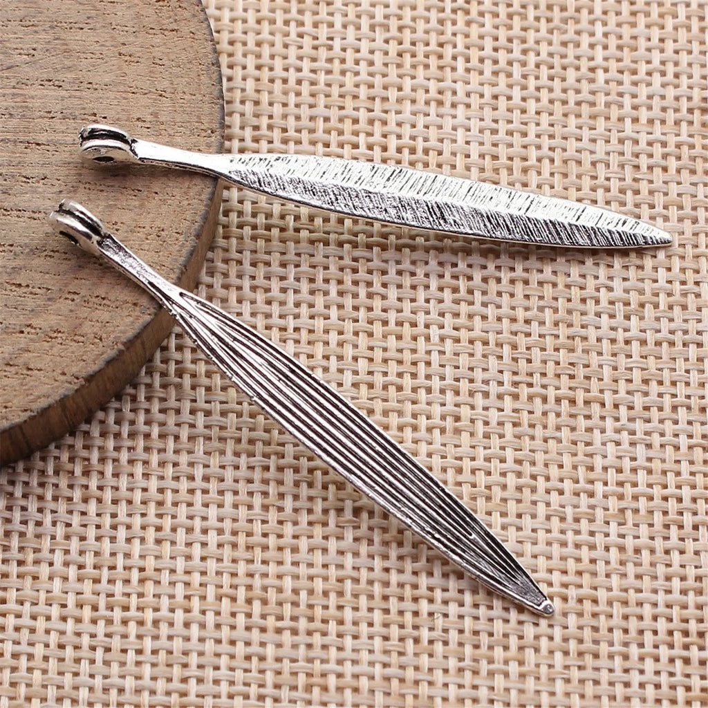 56x5.7x1.5mm 1.5g Antique Silver Zinc Alloy Long Boat Oar Charm Pendant for DIY Nautical Jewelry Making