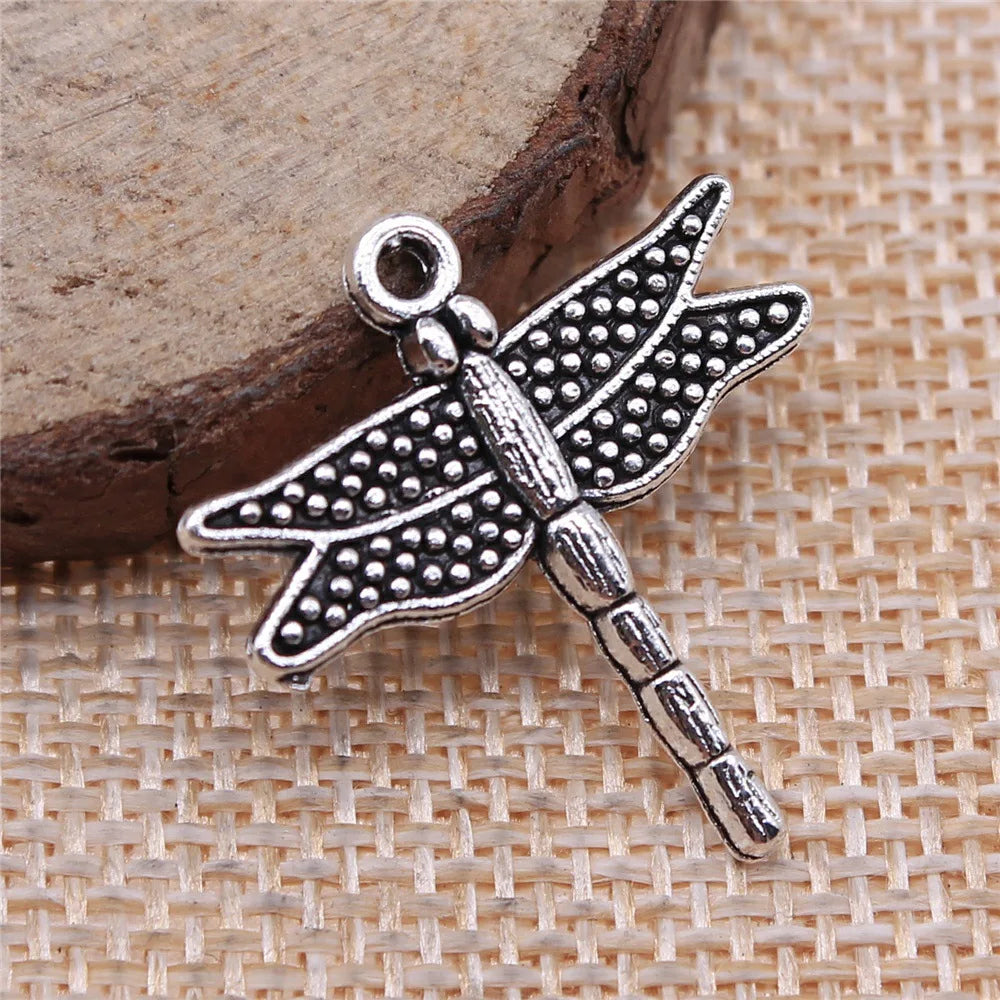 25x24mm 1.8g Antique Silver Zinc Alloy Dragonfly Charm Pendant for Necklace Bracelet DIY Jewelry