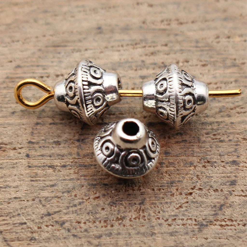 6.6x6.6x6.5mm 0.56g Multicolor Zinc Alloy Engraved Round spacer beads for DIY bracelet jewelry making