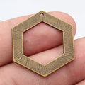 30x27mm 1.9g Antique Bronze Zinc Alloy Textured Hollow Hexagon Frame Charm Pendant for DIY Jewelry