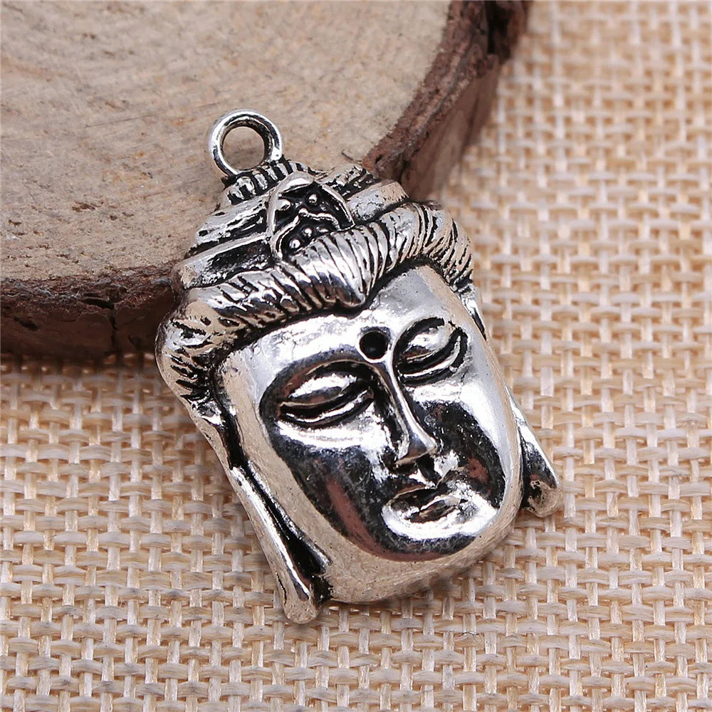 32x22mm 5.3g Antique Silver Zinc Alloy Buddha Head Charm Pendant for DIY Necklace Bracelet Making
