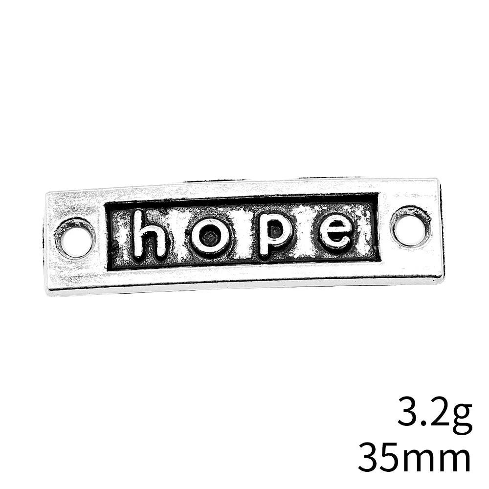 35x10mm 3.2g Antique Silver Zinc Alloy Hope Word Connector Charm for DIY Bracelet Jewelry Making