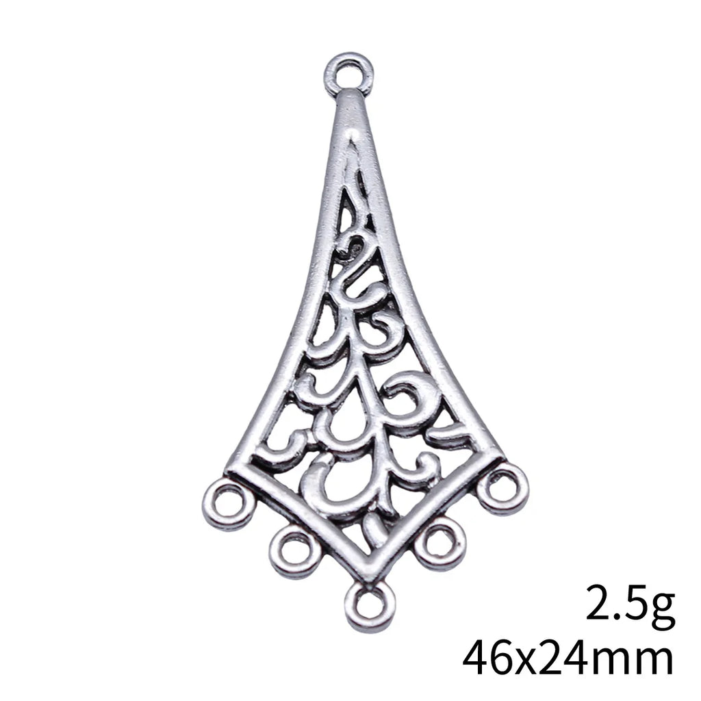 46x24mm 2.5g Antique Silver Zinc Alloy Long Earring Connector Charm for DIY Earring Jewelry Making