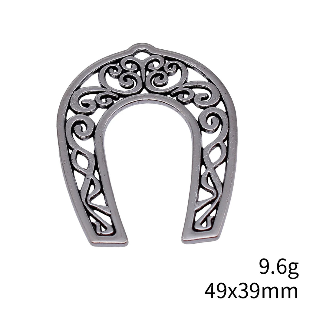 49x39mm 9.6g Multicolor Zinc Alloy Hollow Horseshoe Double Sided Charm Pendant for DIY Necklace Bracelet Jewelry