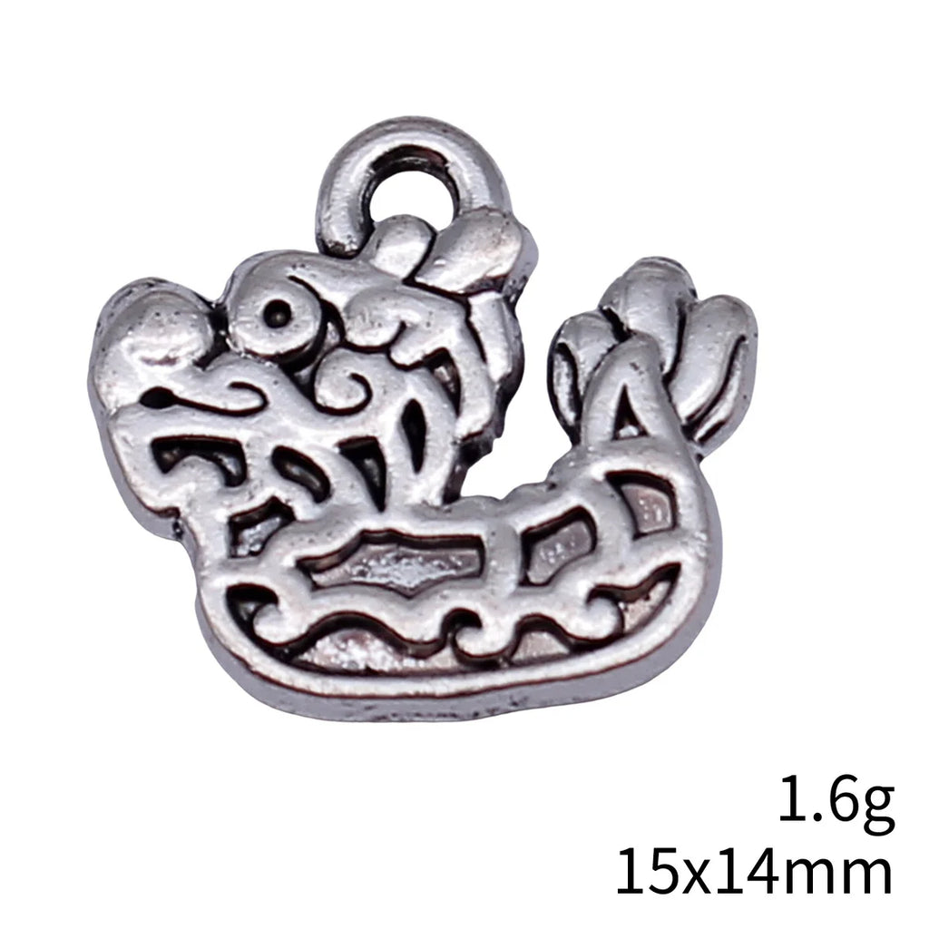 15x14mm 1.6g Antique Silver Zinc Alloy Dragon Boat Charm Pendant for DIY Necklace Bracelet Making